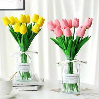 10  bông Hoa Tulip nhân tạo decor Myd.23 Hoa tulip giả trang trí chất liệu cao su PU cao cấp 34cm