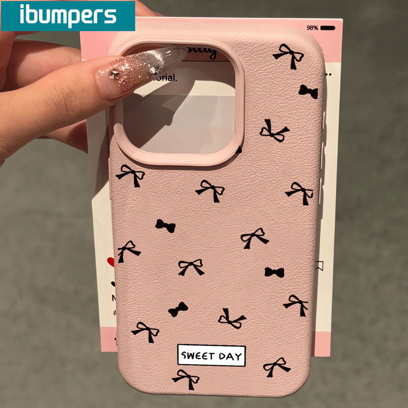 ibumpers Ốp Lưng IPhone Nơ Đơn Giản Cho IPhone 16 15 14 12 13 11 Pro Max IP 7 8 Plus X XS XR Ốp Điện Thoại Mỏng Silicon Mềm Da Họa Tiết