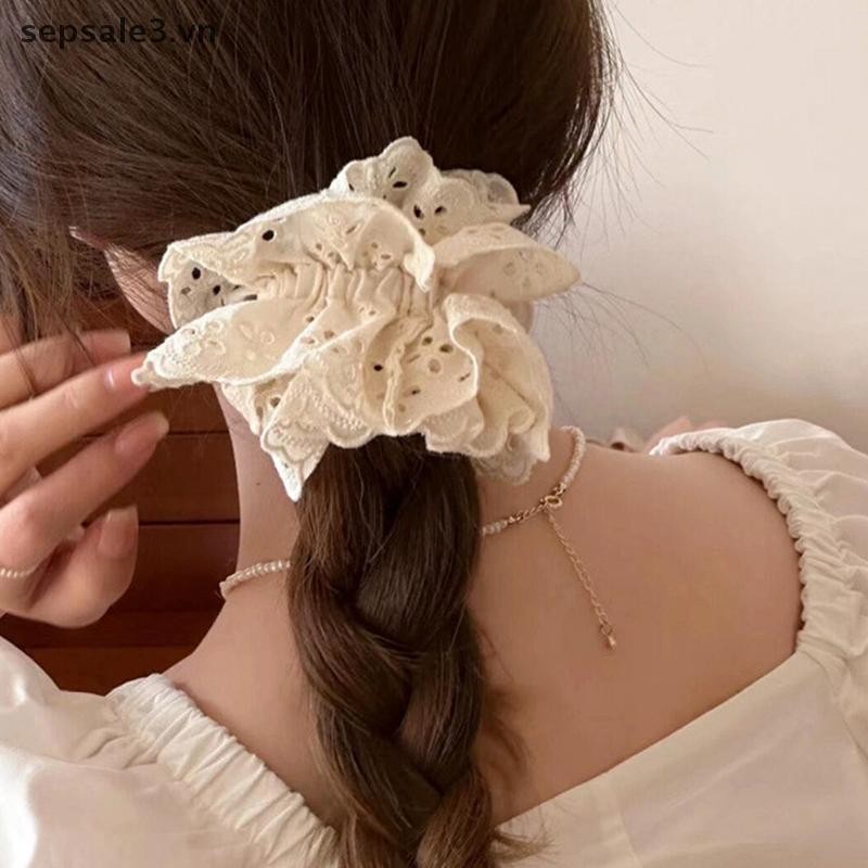 # Vn # Đàn hồi tinh tế Gothic Ren Scrunchies Ren quá khổ Dây buộc tóc kiểu Pháp Dây buộc tóc đuôi ngựa Phụ kiện tóc.