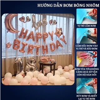 Set trang trí sinh nhật người lớn kiểu hàng quốc màu trắng đen SNNL-TRẮNG 01