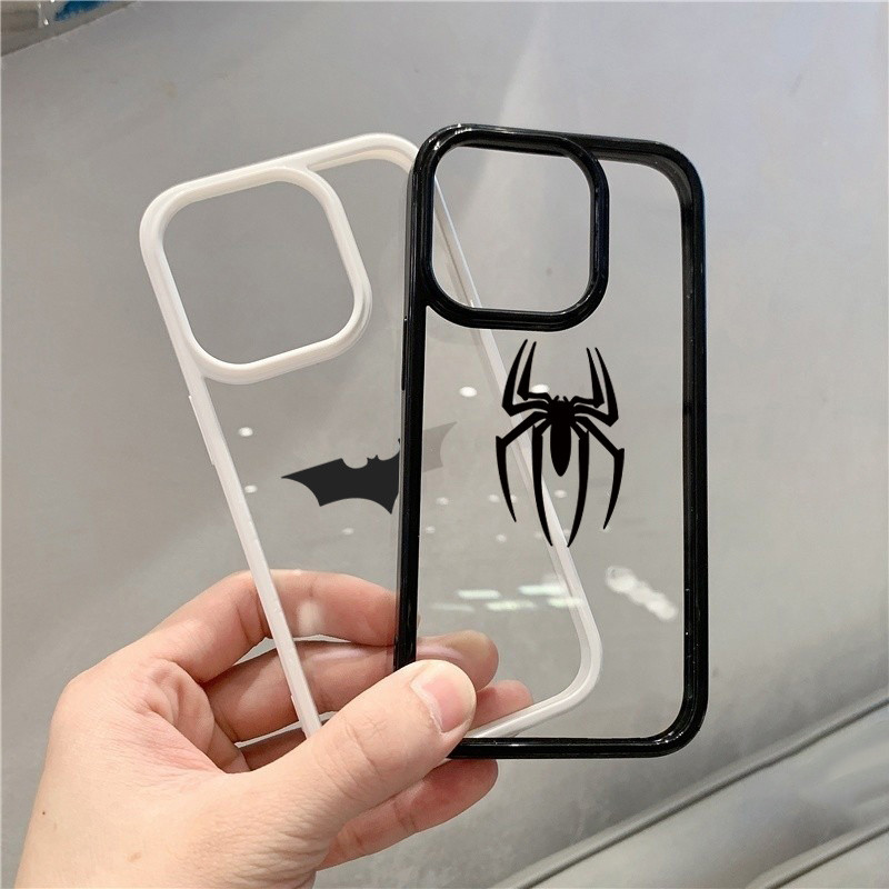 Vỏ Tương Thích Cho iPhone 16 15 Pro Max 16e 11 13 14 12 Pro Cho iPhone 7 8 Plus XS Max X XR SE2022 Bat Spiderman Cứng Trong Suốt Silicon Chống Sốc