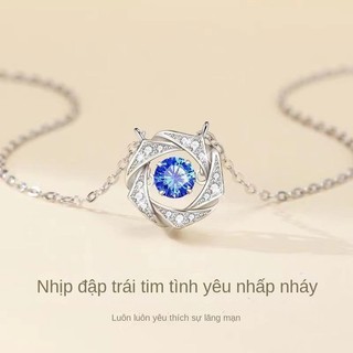 Dây chuyền nữ bạc S925 mặt đá Moissanite xanh Dương Quà tặng sinh nhật, lễ tình nhân cho bạn gái S69