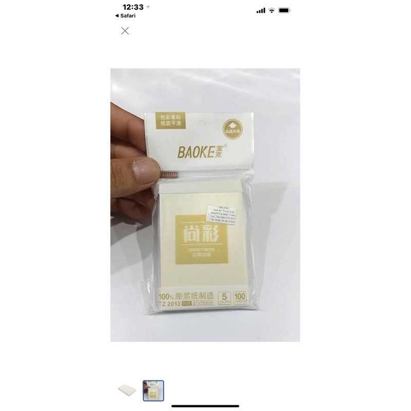 Giấy ghi chú, giấy Note, giấy nhớ, ghi lời nhắn có keo sẵn cỡ 2x3 inches BaoKe 5 màu x 20 tờ.