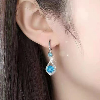 Hoa Tai Giọt Nước Bạc S925 Hoa Tai Kim Cương Mosan Màu Xanh Hồng Hoa Tai Kim Cương Mosan Quà Tặng Nữ S82