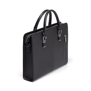 Cặp da nam công sở cao cấp FTT Leather chất liệu da bò Taiga phối khóa dọc T097TG-BL