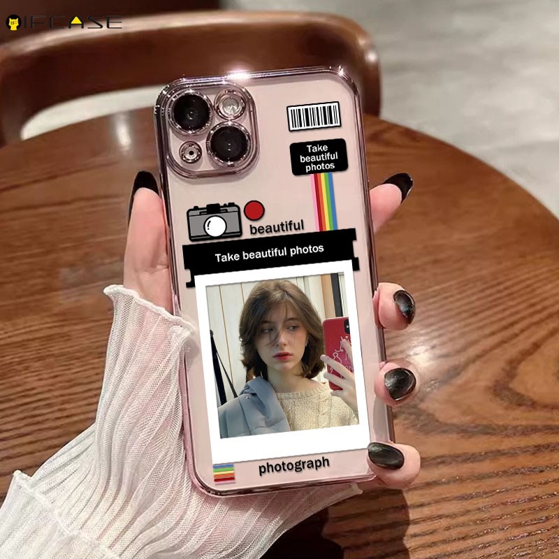 Dành Cho iQOO Z9 Turbo Z9x Z8 Z8x Z7 Z6 Pro Lite Z7i Z3 Z1 Ốp Điện Thoại DIY Đặt Thẻ Ảnh Khung Camera Cặp Đôi Sáng Bóng Lấp Lánh Nhãn Trong Suốt Vỏ Mềm Ốp Lưng