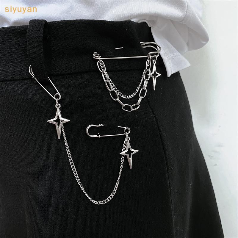Siyuyan Phong Cách Hàn Quốc Dây Xích Kim Loại Thổ Cẩm Cho Nữ Phù Hợp Với Trang Trí sel Kim Loại Dây Xích Hạt Pin Vải Trang Sức Phụ Kiện VN