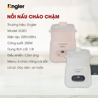 Nồi Nấu Cháo Chậm Engler EL001 1L 6 Chức Năng Nấu Giữ Ấm Tốt Kèm Xửng Hấp