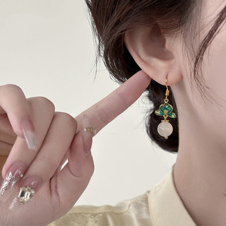 Mới Phong Cách Trung Quốc Nhỏ Giọt Men Sơn Dài Xuân Hè Bông Tai Men Gradient Hoa Sen Đính Hạt Tua Rua Tai Móc