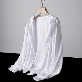 DICHUANGZHE Áo khoác dài tay có mũ trùm đầu bằng lụa băng nhẹ chống nắng Baggy Coat