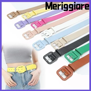 Thắt lưng da MERIGGIARE Thời trang Màu kẹo Dây thắt lưng mỏng thông thường