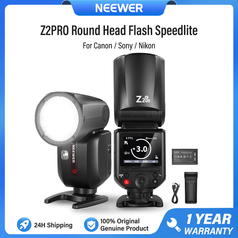 NEEWER Z2PRO 2.4G TTL Đầu Tròn Flash Speedlite Cho Canon Sony Nikon Fujifilm Camera, Nâng Cấp Ống Th