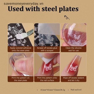 [savemoneyeveryday] Dụng cụ dập móng tay Dụng cụ đóng dấu móng tay trong suốt có dụng cụ cạo Jelly Silicone Stamp cho móng tay nghệ thuật kiểu Pháp cho các mẫu móng tay [vn]
