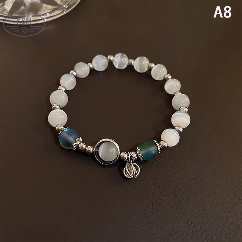 KBM Vòng tay pha lê Opal màu xanh biển Kho báu ánh trăng Vòng tay đàn hồi nhẹ cho bé gái Phụ kiện trang sức nữ FSSG