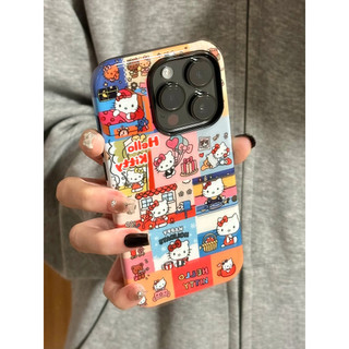 Ốp điện thoại 2 trong 1 Hello Kitty Comics tương thích với iPhone 15 Pro Max, Apple 16 14 Plus 11 / 12 / 13 Pro Max, vỏ bảo vệ chống sốc mới