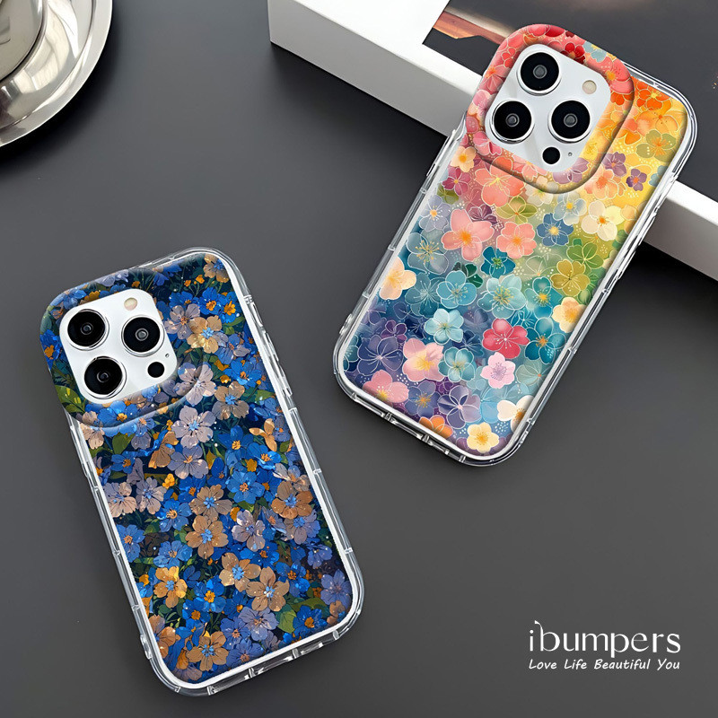 ibumpers Ốp Điện Thoại iPhone Hình Hoa Tuyệt Đẹp Cho IPhone 16 15 14 12 13 11 Pro Max IP 7 8 Plus X XS XR Mẫu Sóng Ốp Lưng Trong Suốt Dày Dặn TPU Mềm Chống Sốc