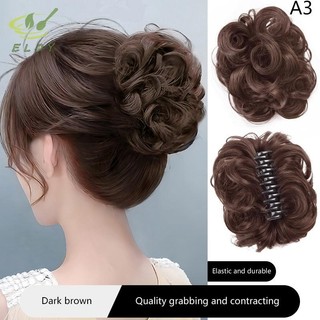 [ELOY] Bun Tóc Tổng Hợp Sống Động Như Thật Lộn Xộn Tóc Giả Hoa Bud Grip Kẹp Co Giãn Nữ Tóc Giả Miếng Lụa Nhiệt Độ Cao VN