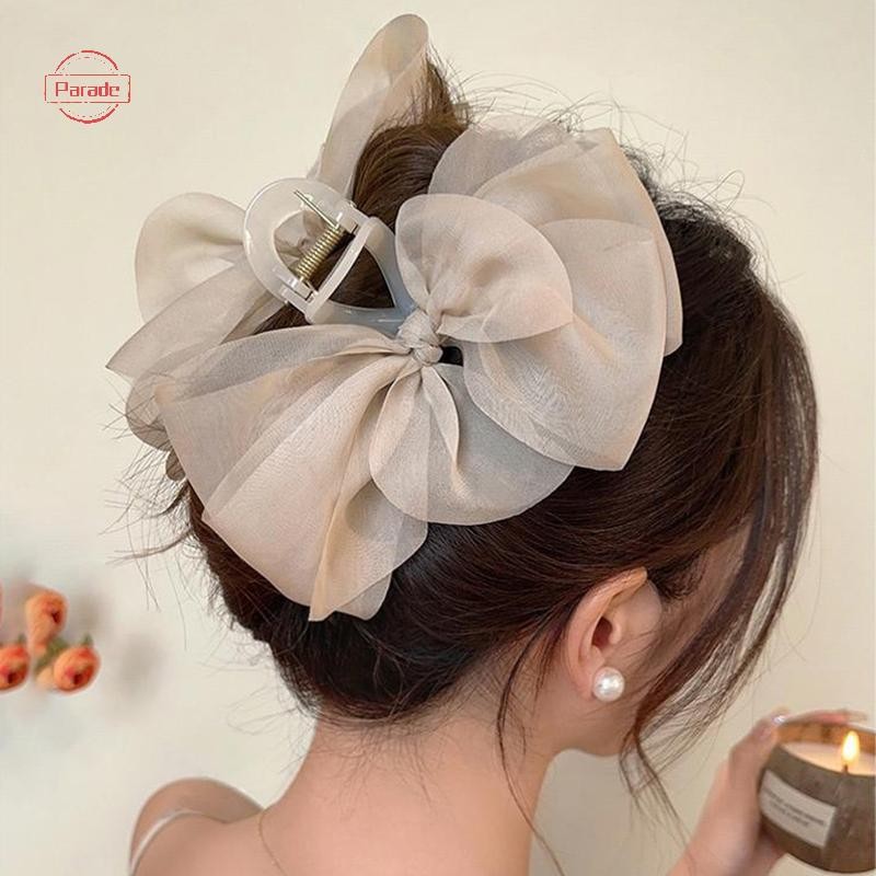 Diễu Hành Thời Trang Lưới Nơ Kẹp Nữ Đuôi Ngựa Bím Tóc Thanh Lịch Cô Gái Phụ Kiện Tóc Quà Tặng Kẹp Mũ VN