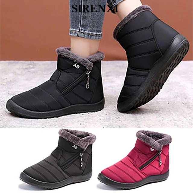 Sirenxi Mùa Đông Boot, Dây Kéo Cao Cấp Chống Thấm Nước Giữ Ấm Tuyết Boot, Lông Lót Tuyết Giày Nữ Mùa Đông Ấm Áp Mùa Đông Giày Nữ Nữ