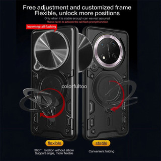 Honor X9C Hộp đựng nhẫn ô tô từ tính thông minh cho Honor X9d X9C X9A X9B HonorX9C 5G Vỏ giáp sang trọng Vỏ chống sốc chống rơi Máy ảnh đẩy trượt Bảo vệ mặt sau Vỏ cứng
