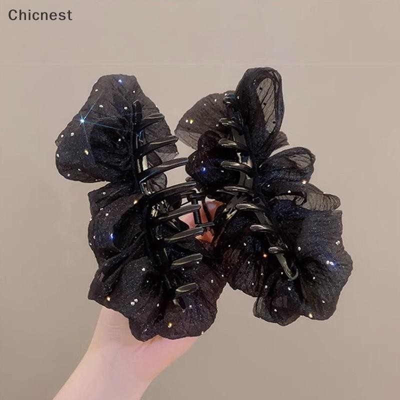 [Chicnest] Mùa Hè Ngọt Ngào Lưới Tuyn Ngôi Sao Bong Bóng Móng Vuốt Tóc Kẹp Cho Nữ Chắc Chắn Đuôi Ngựa Kẹp Mũ Đội Đầu Phụ Kiện Boutique