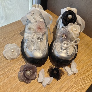 1 Chiếc Ngọc Trai Nơ Dây Giày Hoa Gấu Hoa Hồng Giày Dây Trang Trí Lưới Hoa Organza Ren Nơ Ballet Giày Khóa Phụ Kiện Mới