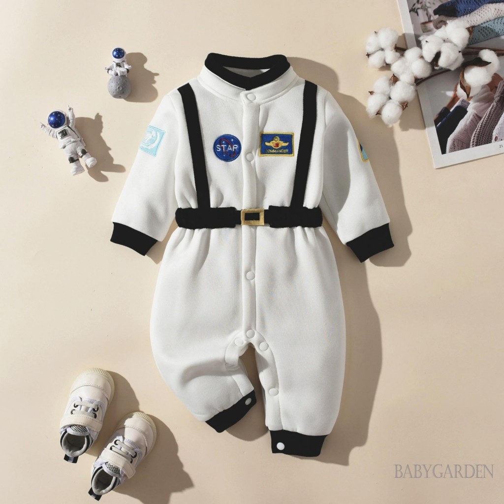 / / -9Month-4years Trẻ Em / Bé Trai Rompers Phong Cách Phi Hành Gia Miếng Dán Chắp Vá Chụp Đóng Áo Liền Quần Dài Tay Quần Áo Mùa Thu