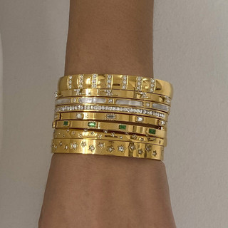 Châu Âu Mỹ ins Phong Cách Mới Thép Không Gỉ Zircon Khóa Vòng Tay Nữ