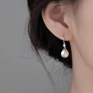 Bông tai ngọc trai bạc S925 Trang sức thời trang đơn giản Quà tặng nữ