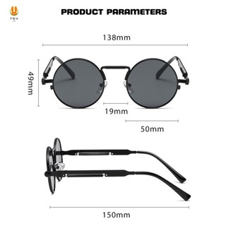 Kính râm Retro Punk Khung tròn kim loại Bảo vệ mắt Kính chói mắt