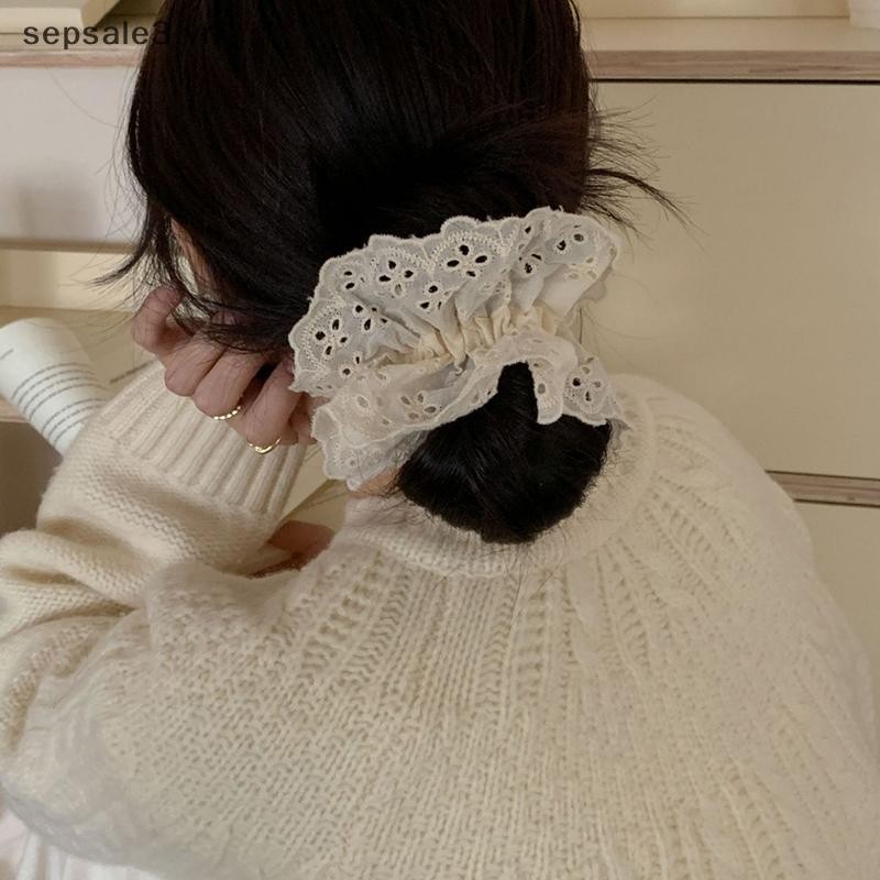 # Vn # Đàn hồi tinh tế Gothic Ren Scrunchies Ren quá khổ Dây buộc tóc kiểu Pháp Dây buộc tóc đuôi ngựa Phụ kiện tóc.
