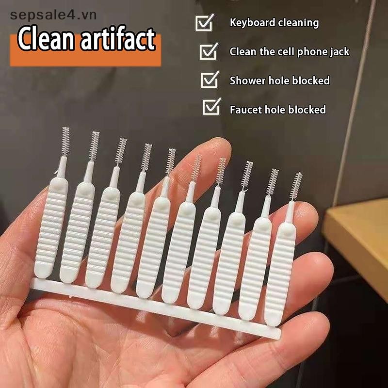 B & N 10 Cái / bộ Bàn chải làm sạch vòi hoa sen Bàn chải nhỏ màu trắng Bàn chải làm sạch lỗ chân lông Nylon cho lỗ điện thoại Phòng tắm nhà bếp.