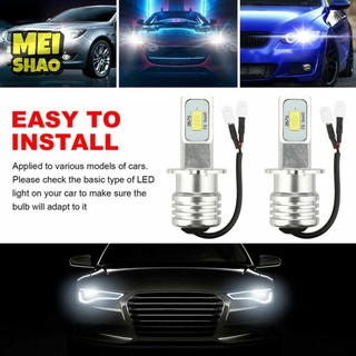 MeiShao 2 Chiếc H3 Xe LED Sương Mù Bóng Đèn Chuyển Đổi Bộ Đèn DRL Siêu Sáng 3000K 80W 50000H 2000LM Đèn Sương Mù Chùm Tự Động