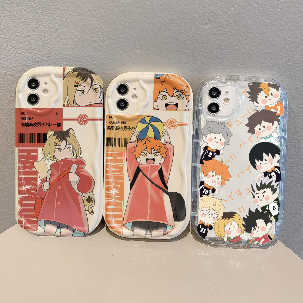 Ốp điện thoại hoạt hình Anime Haikyuu dễ thương cho Xiaomi Redmi Note 13 Pro 12 4G 11 10 Pro 13 Plus 12S Redmi 13 13C 14C Vỏ điện thoại di động 3D Họa tiết viền cong gợn sóng Bảo vệ Camera chống sốc