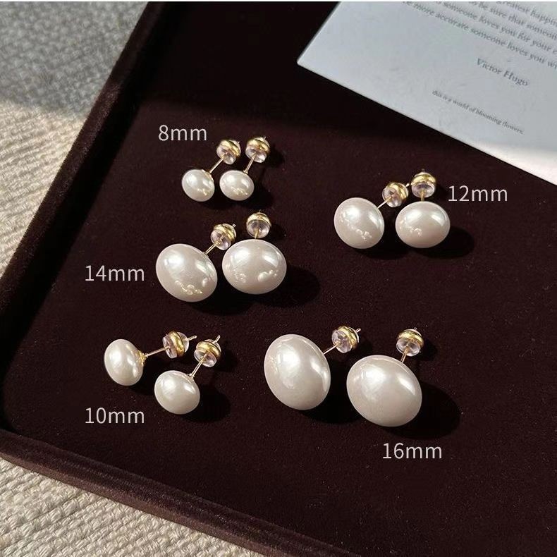 【 Yunyuan 】 4 Kích Cỡ Bông Tai Bun Hấp Cổ Điển Pháp Cao Cấp Cho Nữ, Bông Tai Tròn Phẳng Thiết Kế Ngọt Ngào