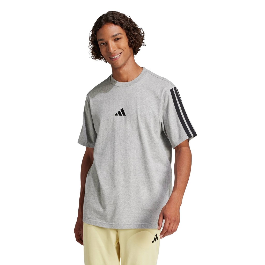 adidas Lifestyle Essentials 3-Stripes Single Jersey Tee Men Grey JW1953 | BigBuy360 - bigbuy360.vn