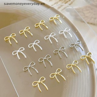 [savemoneyeveryday] 10 Chiếc Bow Deco Nail Art Charm 3D Bạc / Vàng Nơ Ruy Băng Trang Trí Móng Tay Phần DIY Phụ Kiện Làm Móng Tay Sang Trọng [vn]