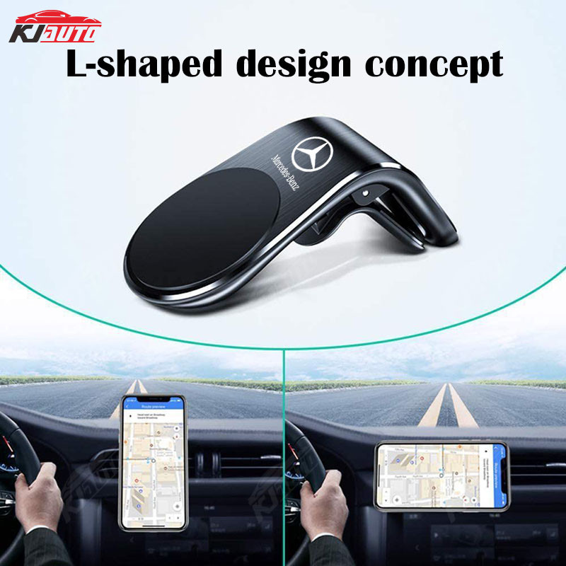 Giá đỡ điện thoại thông hơi điều hòa ô tô Mercedes Benz Giá đỡ điện thoại nam châm Mini hút hình chữ L cho GLE Class E Class C Class GLC Class A Class CLA Class V Class GLA Class