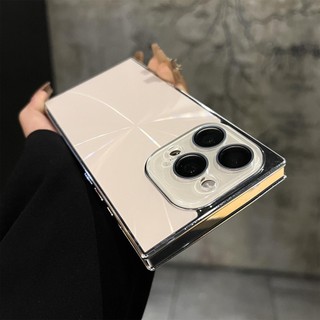 Ốp Điện Thoại Ống Kính Pha Lê Aurora Mạ Điện Vuông Sang Trọng Cho iPhone16 15 14 13 Pro Max Bảo Vệ Camera Chống Sốc Ốp Lưng Cứng Chống Rơi