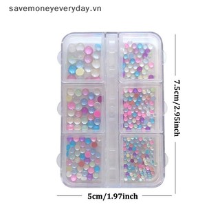 Đầy màu sắc Bubble Bead Half Round Nail Phụ kiện, Smooth Mirror Nail Art Deco Phụ kiện