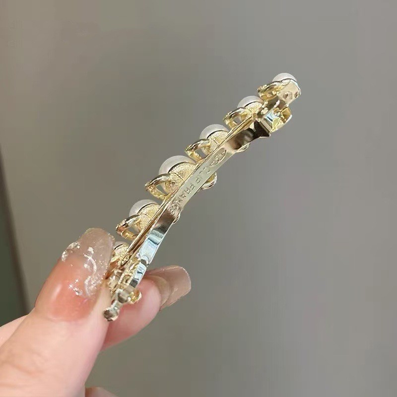 MAUROPOLI [Sẵn sàng] Tính khí Ngọc trai Pháp Kẹp ngang Tính khí Rỗng Kim cương giả Nửa mảnh Kẹp tóc Kẹp tóc Cảm giác cao cấp Mũ đội đầu