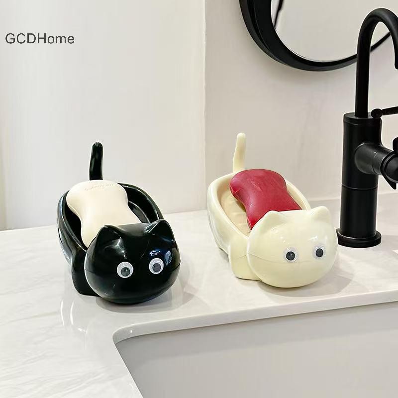 GCDHome Hộp xà phòng dễ thương có hệ thống thoát nước trang trí phòng tắm Phong cách hoạt hình HOT