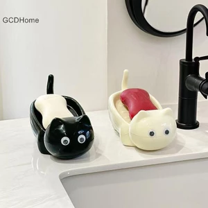 GCDHome Hộp xà phòng dễ thương có hệ thống thoát nước trang trí phòng tắm Phong cách hoạt hình HOT