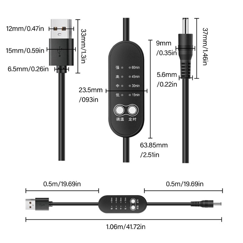 [3C] Cáp USB Nam Sang DC35135 Có Công Tắc Điều Khiển Nhiệt Độ Và Hẹn Giờ Để Làm Nóng Miếng Lót Chuột