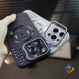 Ốp Silicon Từ Tính Làm Mát Bằng Đá Cho iPhone 11 12 13 14 15 16 Pro Max Với Lỗ Thông Hơi Làm Mát Tích Hợp Chân Đế & Vỏ Từ Tính Chống Sốc