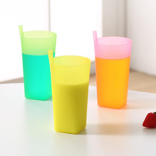 Cốc rơm tích hợp không nắp đơn giản Cốc rơm trẻ em mùa hè Cốc đựng đồ uống học sinh lớn