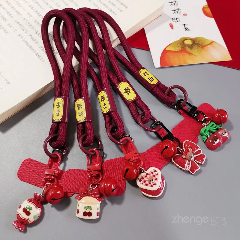 [Lựa chọn đầy màu sắc] Dây buộc điện thoại di động thời trang Phong cách ngắn Dây đeo cổ tay may mắn may mắn ins Mặt dây chuyền dễ thương Trái tim cô gái Vỏ dây chuyền ngoài trời mạnh mẽ