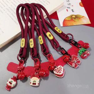 Dây buộc điện thoại di động thời trang Phong cách ngắn Dây đeo cổ tay may mắn may mắn ins Mặt dây chuyền dễ thương Trái tim cô gái Vỏ dây chuyền ngoài trời mạnh mẽ