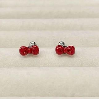 Bông tai nơ đỏ rượu vang Bông tai cô gái nóng bỏng cổ điển