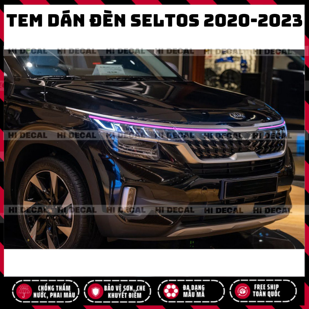 Tem dán đèn Kia Seltos 2020 - 2023, decal đổi màu đèn Seltos, tem dán trang trí bền màu